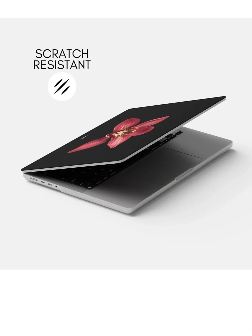 NWT FRAGOLA Black Laptop Skin with Red Orchid Design MacBook 16
